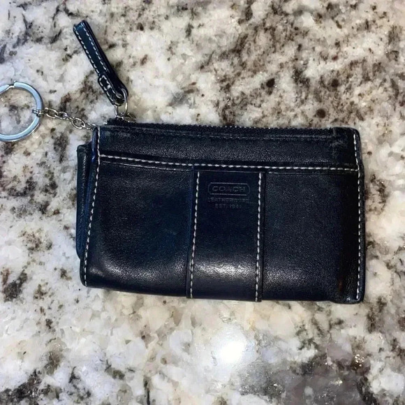 Coach, Black leather small keychain wallet - Picture 1 of 6